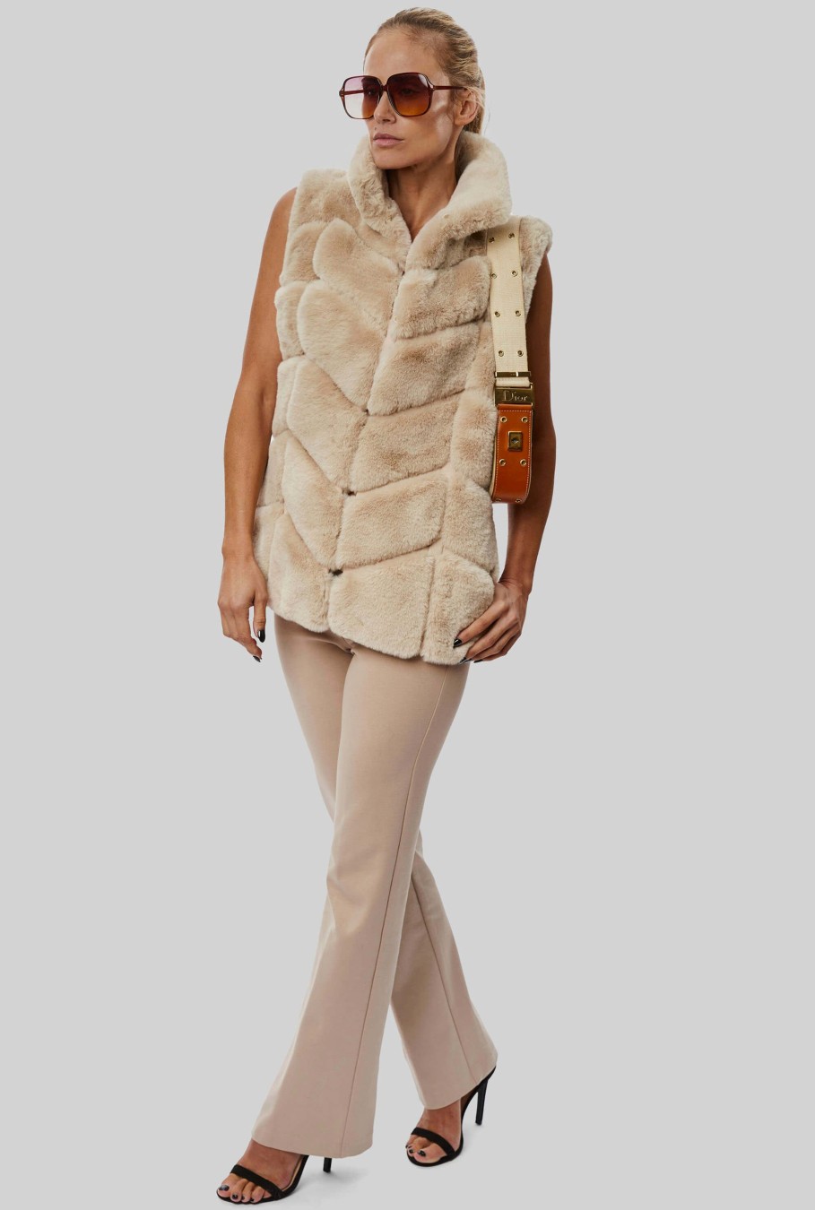 James Lakeland Coats & Jackets | Ribbed Faux Fur Gilet Cream