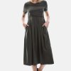 James Lakeland Dresses | Pin Tuck Pocket Midi Dress Military Green