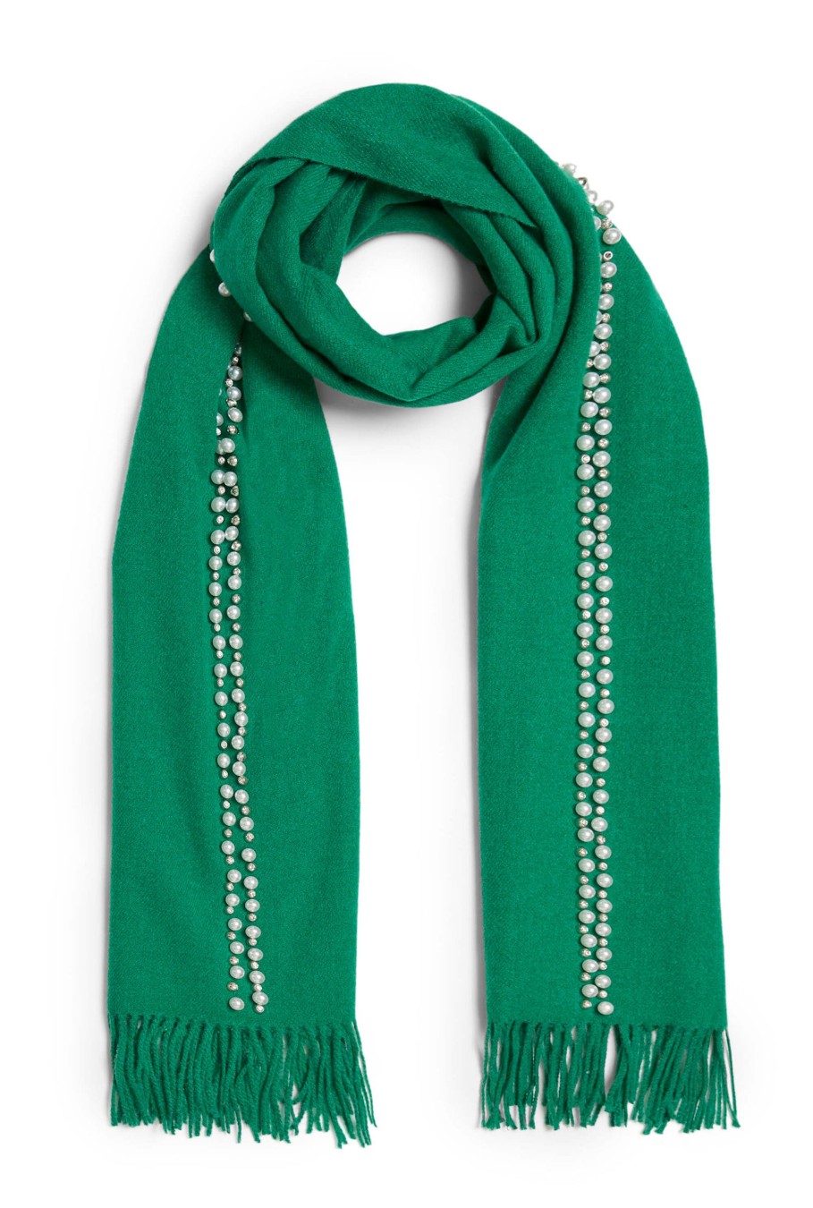 James Lakeland Accessories | Pearl Detail Scarf Green