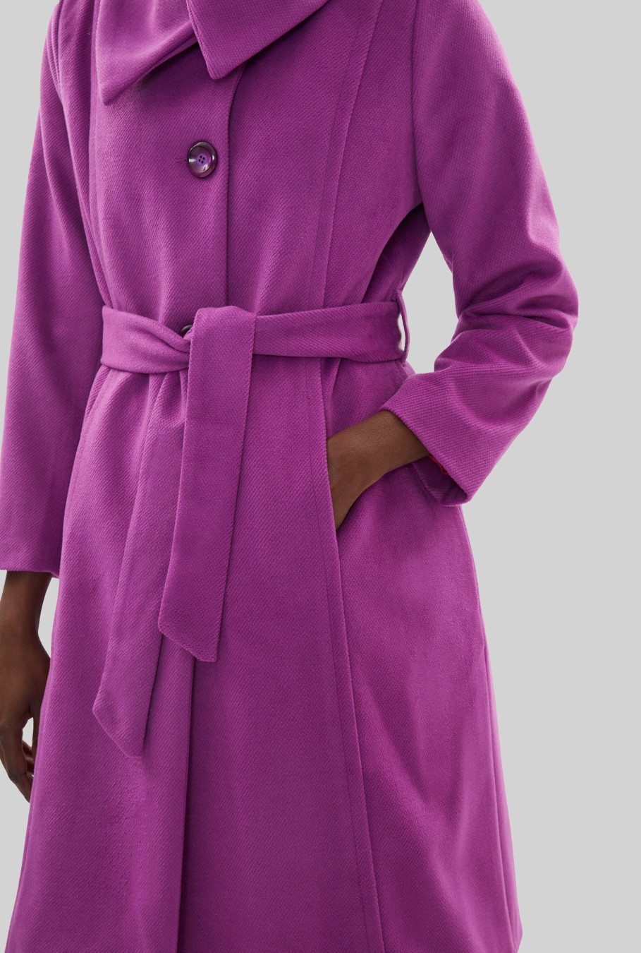 James Lakeland Coats & Jackets | Large Collar Belted Coat Purple