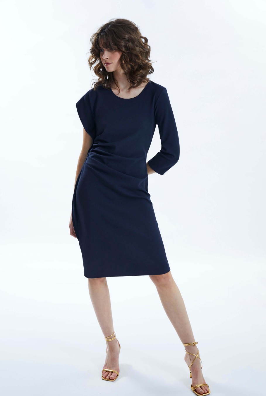 James Lakeland Dresses | Side Ruched Asymmetrical Dress