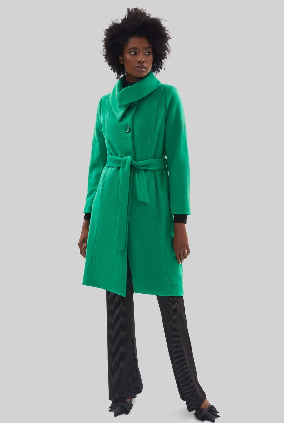 James Lakeland Coats & Jackets | Large Collar Belted Coat Green