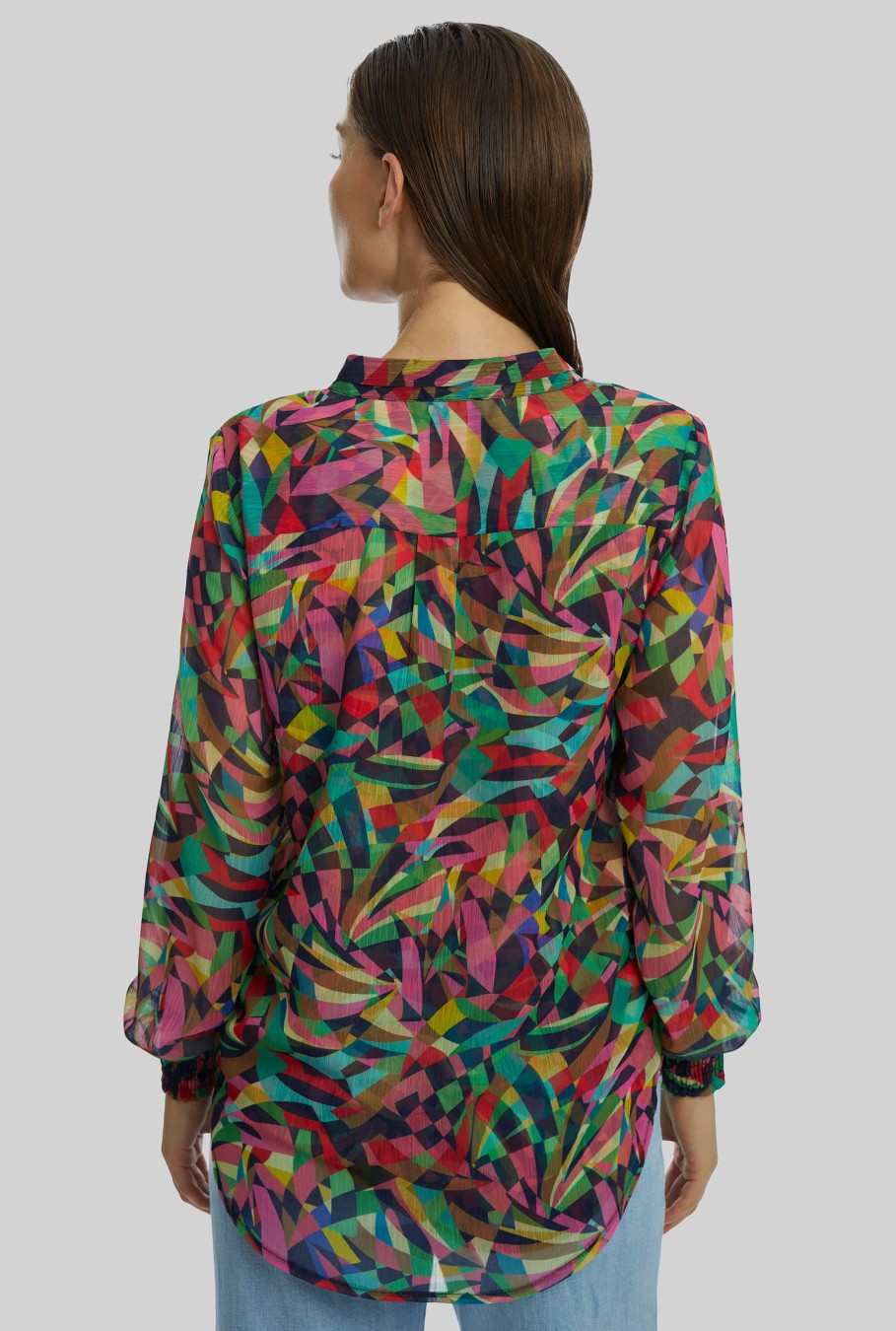 James Lakeland Tops & Knitwear | Abstract Print Mandarin Collar Blouse