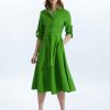 James Lakeland Dresses | Roll Sleeve Midi Dress Green