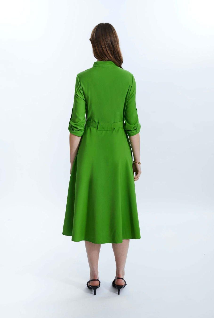 James Lakeland Dresses | Roll Sleeve Midi Dress Green