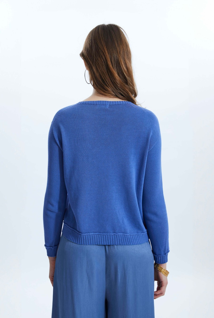 James Lakeland Tops & Knitwear | Scoop Neck Piped Edge Knit Denim