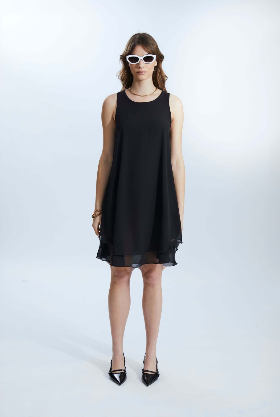 James Lakeland Dresses | Sleeveless Wave Hem Dress Black