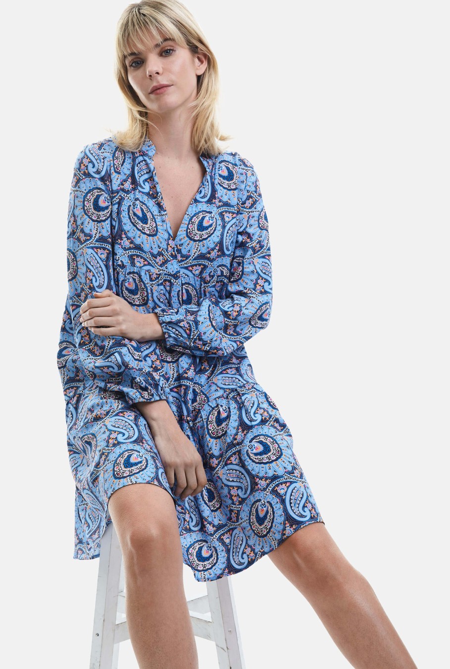 James Lakeland Dresses | Short Paisley V-Neck Dress